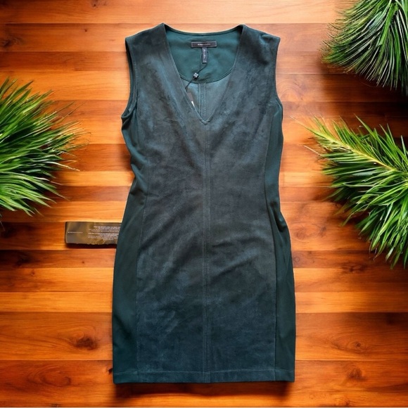 BCBGMAXAZRIA Malina Faux Suede Dress - Alpine Green - XXS - NWT - Picture 1 of 11